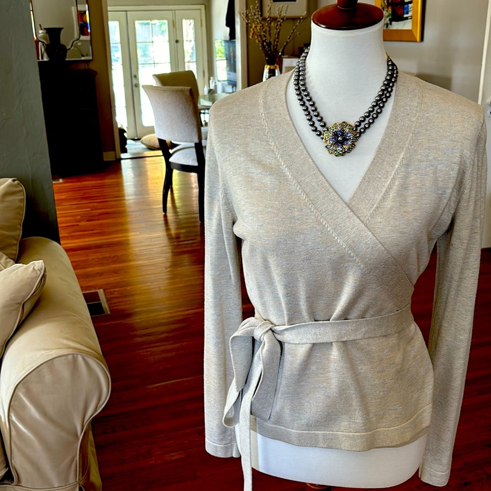 Gorgeous classic wrap around top/sweater.